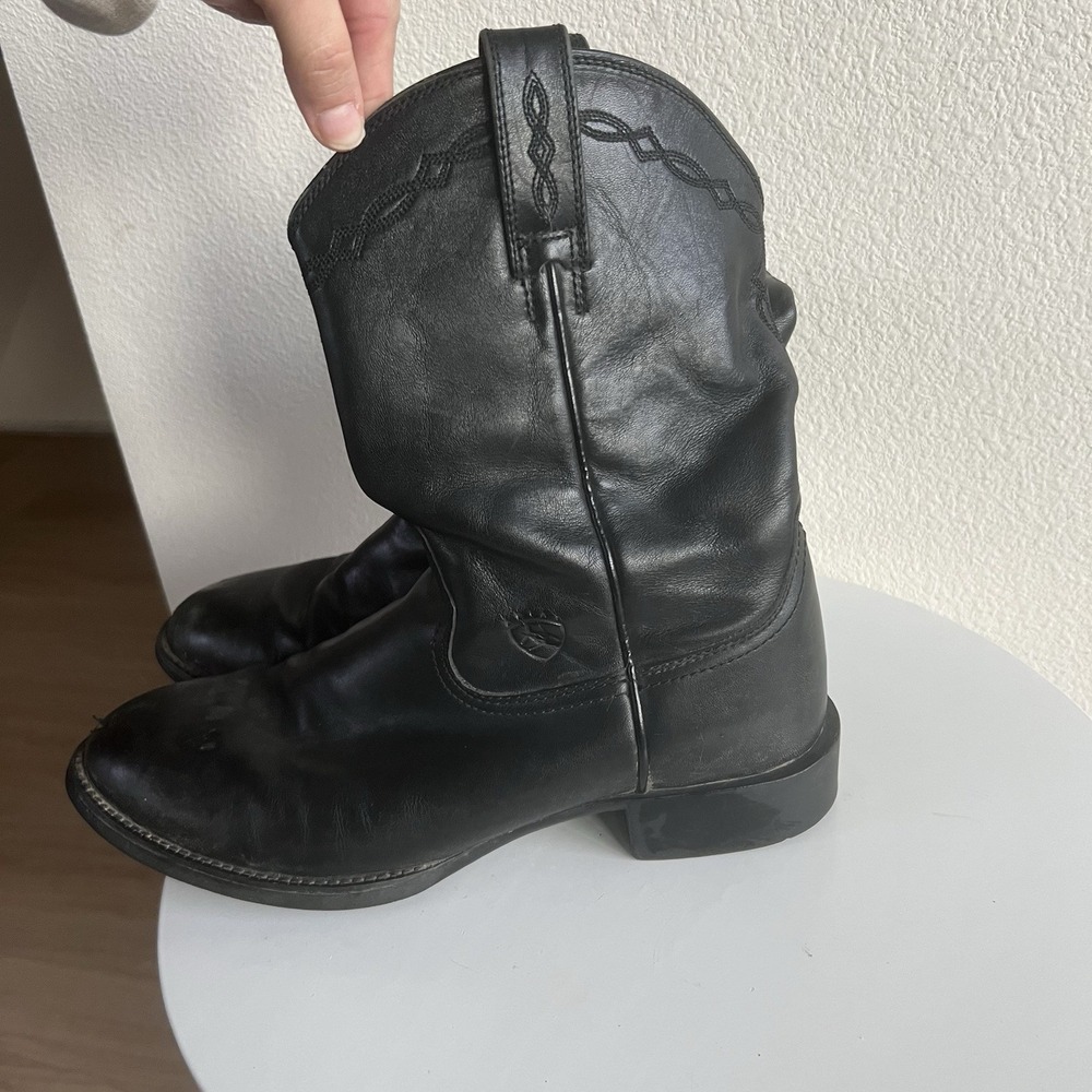 Ariat Mens 9D Heritage Roper Black Leather Cowboy Boots Western Classic EUC - Picture 3 of 8